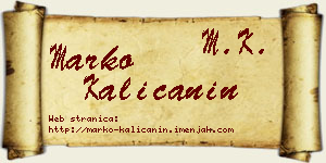 Marko Kaličanin vizit kartica